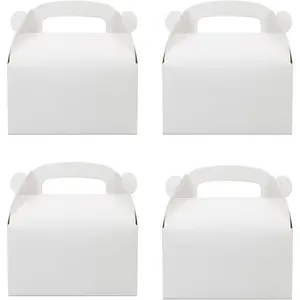 30-Pack White Party Favor Treat Boxes Goodie Gable Paper Gift Boxes with Handles Perfect for Wedding Birthday Graduation Babyshower