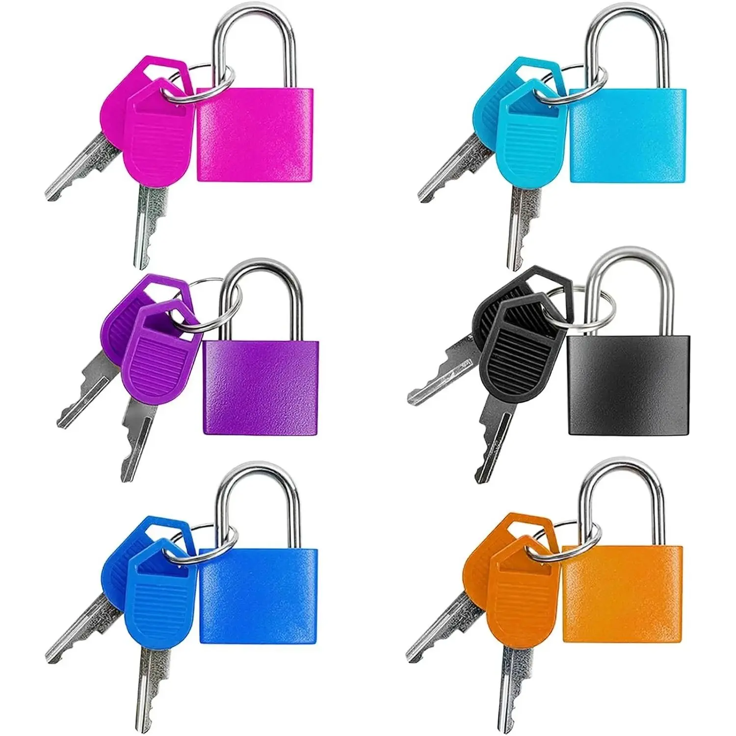 6 Pcs Suitcase Locks with Keys, Multicolor Mini Keyed Padlocks with Copper Core & Plastic Shell for Travel Luggage Backpacks Lockers