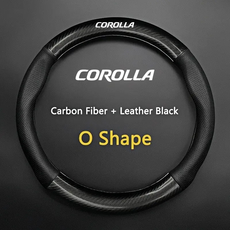 Universal Car Steering Wheel Cover, Carbon Fiber Leather, Anti-Slip, Fashionable, for Toyota Corolla, Accent Car Accessories
