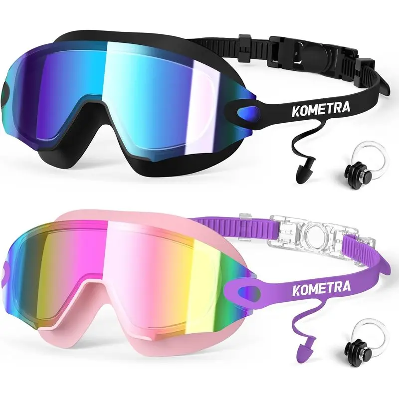 Outdoor sports 2 Pack Adult Swim Goggles, Frameless Anti-Fog UV Protection Swimming Goggles, Clear Vision Pool Goggles for Men Women