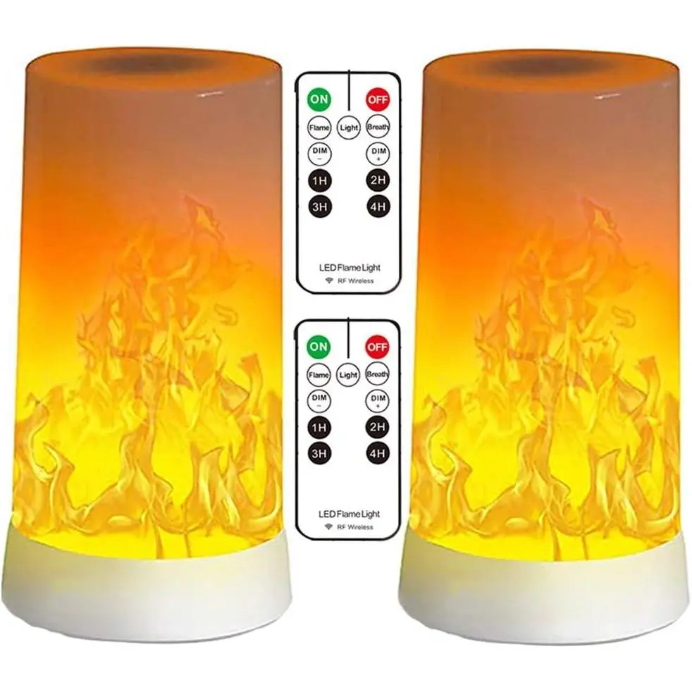 LED Flame Lights with Remote Timer, Flame Lamp 4 Modes USB Rechargeable Fire Lights Indoor Campfire Outdoor Decorative Lantern  Lamps Fireplace Romantic Light for  Party Camping Bar