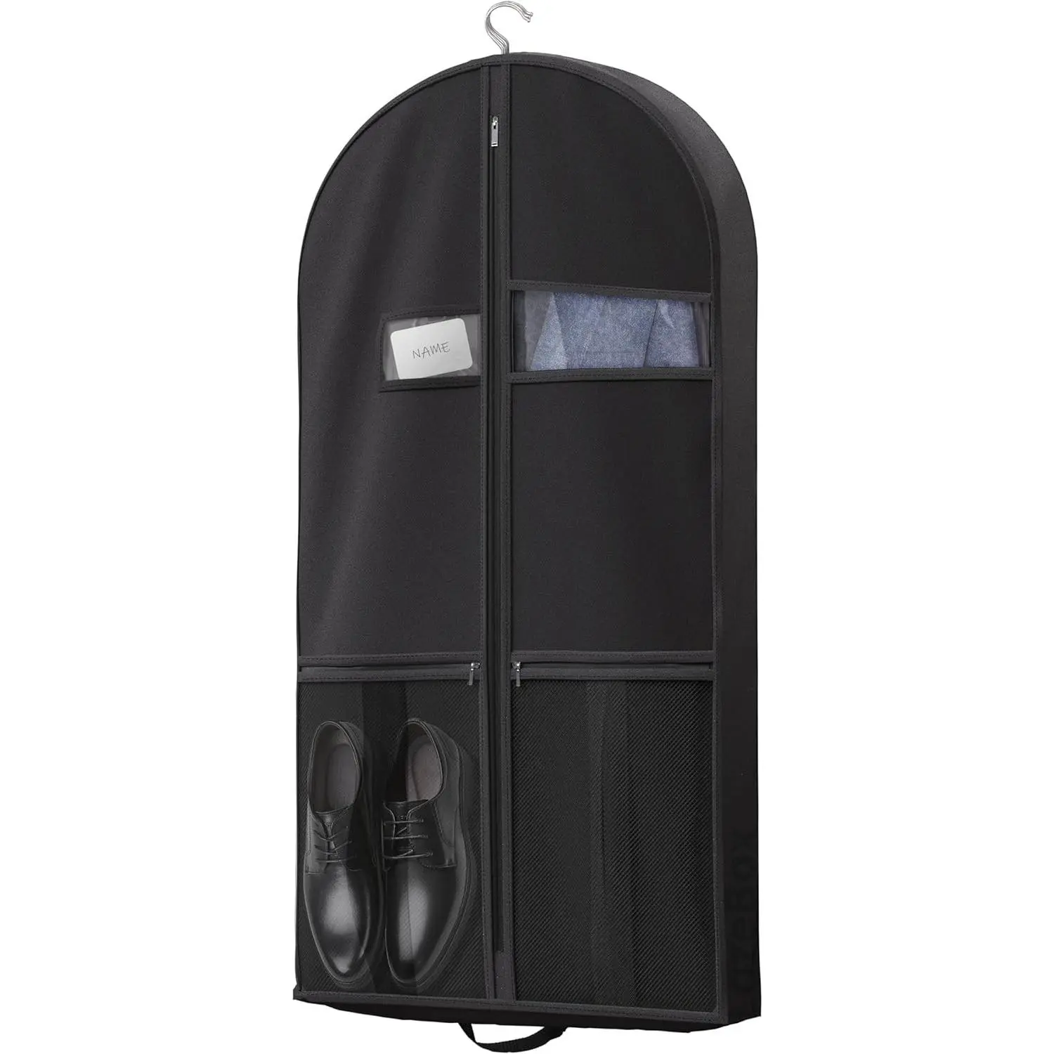 43" Travel Garment Bag with Accessories Zipper Pocket, Heavy Duty Suit Bag for Suits, Tuxedos, Dresses, Coats, Black, 1 pack