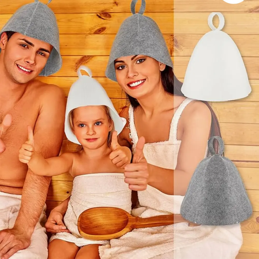 Unisex Classic Felt Wool Sauna Hat - Heat-Resistant, Hair Protection for Adults & Family - 1 or 3pcs Spa & Steam Room Fashion Bag Accessory Charm, Basic