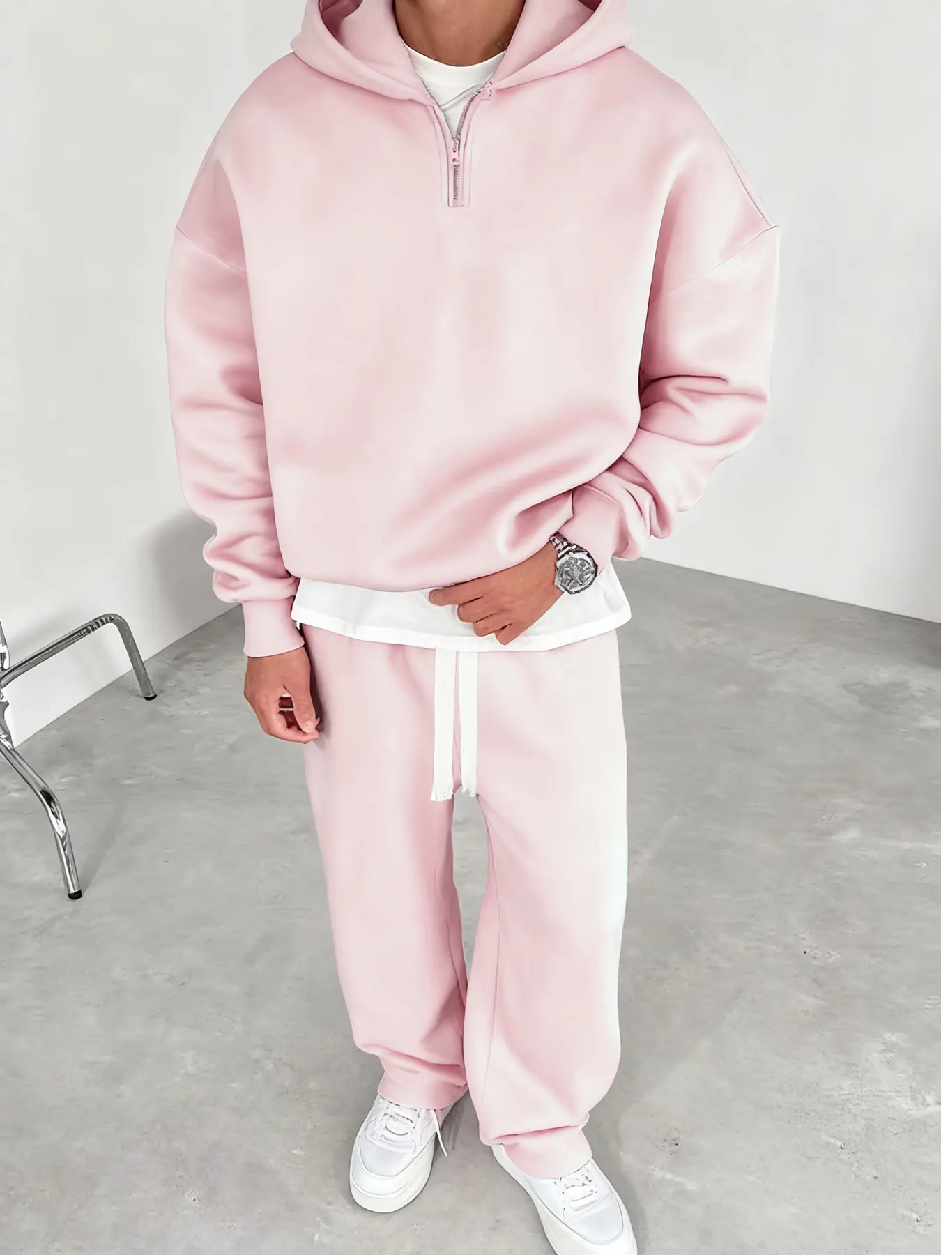 Oversized Two-Piece Set, Half-Zip Hoodie & High-Waisted Pants, Trendy Streetwear, Available in 7 Colors, Perfect for Daily Wear