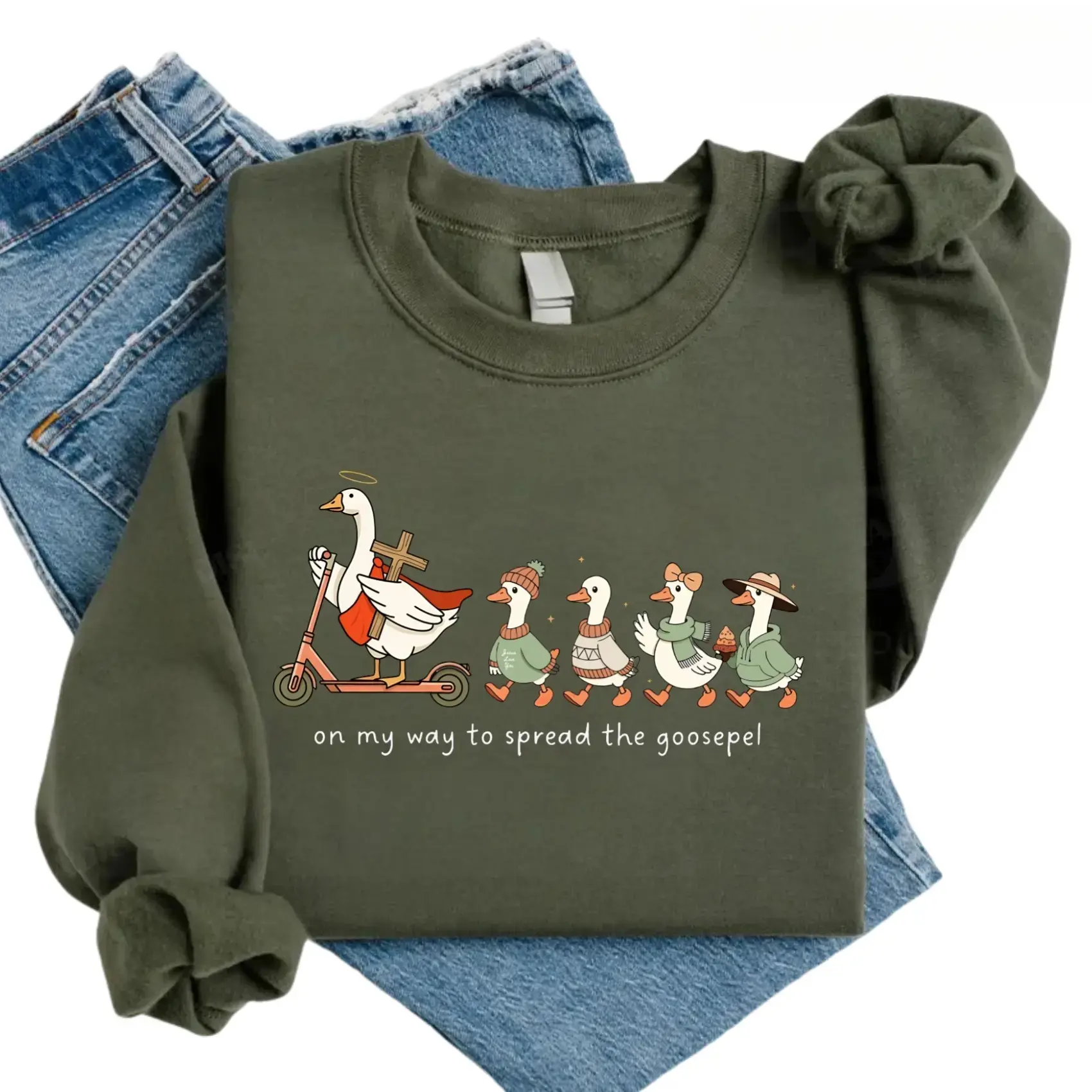 Retro Silly Goose Faith Crewneck, Vintage Fall Christian Sweatshirt for Men & Women, Cozy Unisex Gildan Sweater Gift