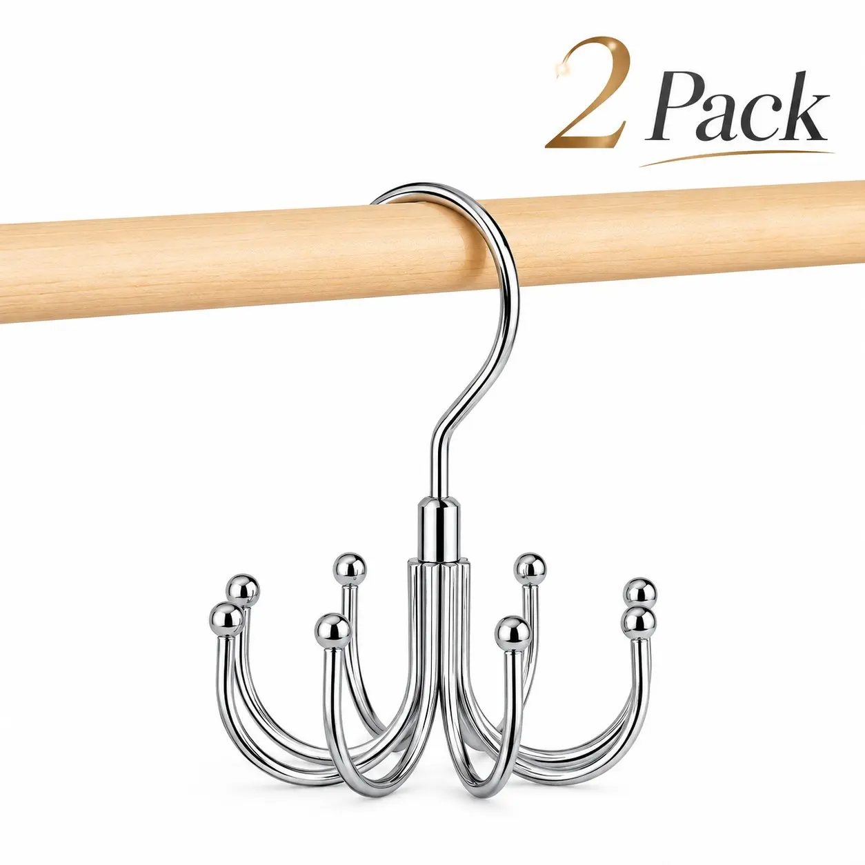 2-Piece Rotatable Clothes Organizer Rack, Space-Saving Metal Hanger, Pants Hanger Organizer, Multi-Functional Hook for Closet, Bedroom, Bathroom, Kitchen