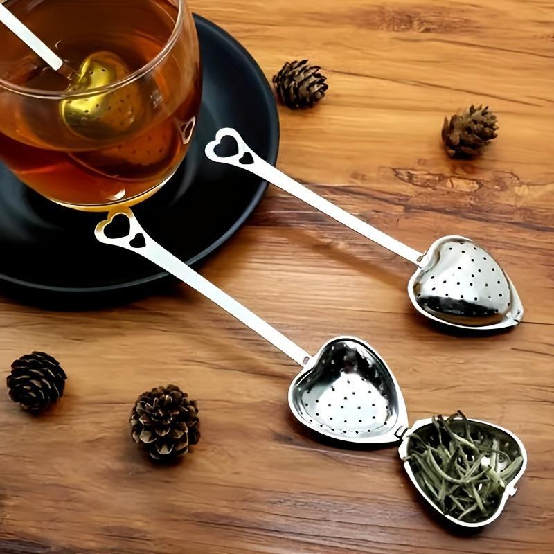 Heart Shaped Stainless Steel Tea Filter, 2pcs Simple Modern Flower Tea Brewer, Drinking Accessories for Home Dinning Room Picnic