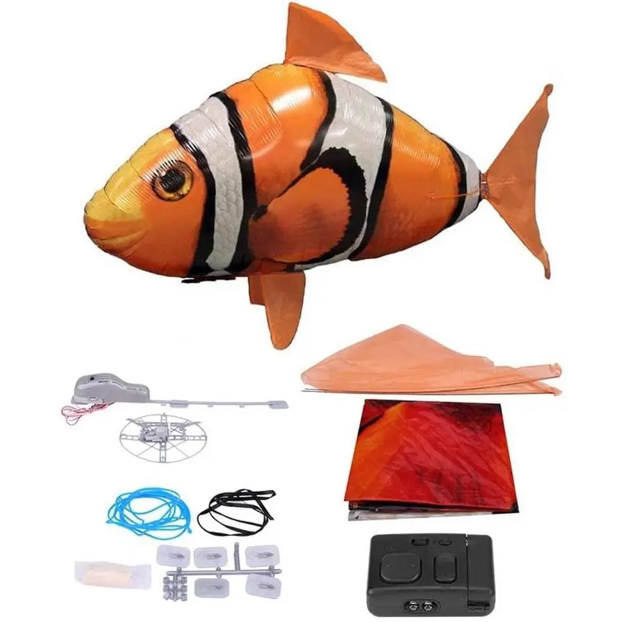 Remote Control Shark Toys Infrared RC Flying Clown Fish Balloon - Anti-Gravity Indoor Toy with Mid-Air Hovering for Fun Party Decorations & Gifts (Orange)