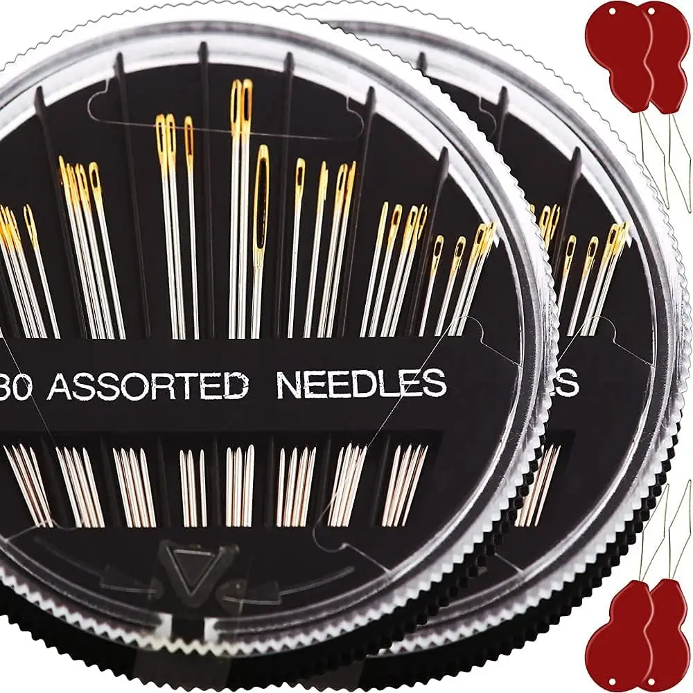 30Pack  Sewing  for Hand Sewing Repair, 6 Sizes   with 2 Threaders, Hand Sewing , Large Eye Stitching , Embroidery , Sewing