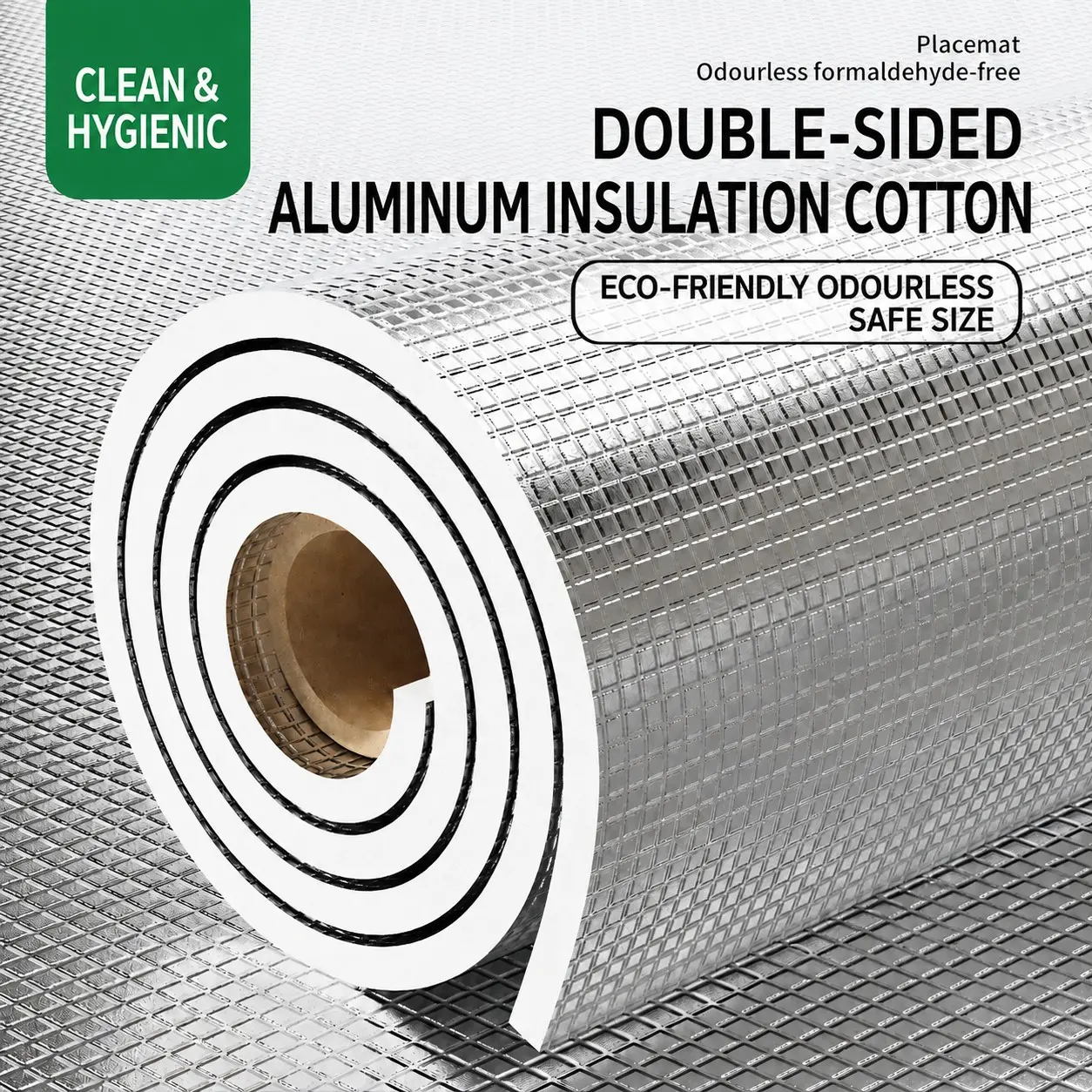 Double-Sided Aluminum Foil Insulation Roll, 2.9mm Thick Embossed Thermal Barrier Mat, DIY Cuttable Heat Insulation Pad for Cars, Roofs, Walls and Windows