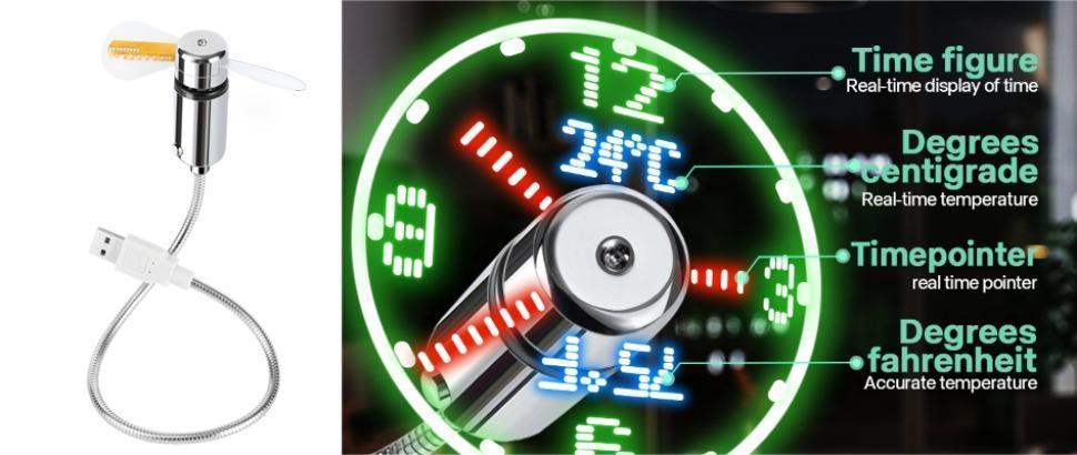 SUNDAY MIRTH P-BOF04    New USB Clock Fan with Real Time Clock and Temperature Display Function,Silver,1 Year Warranty