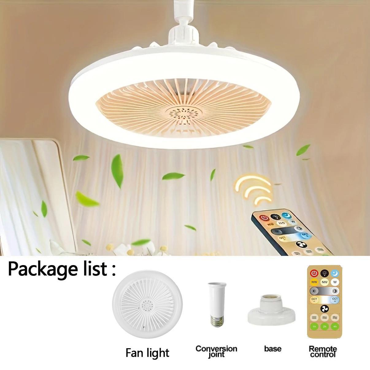 Adjustable LED Ceiling Fan Light with Remote Control, E27 Socket, Dual Function Cooling & Lighting, Timer Control, Modern Home Design, Decorative Lighting