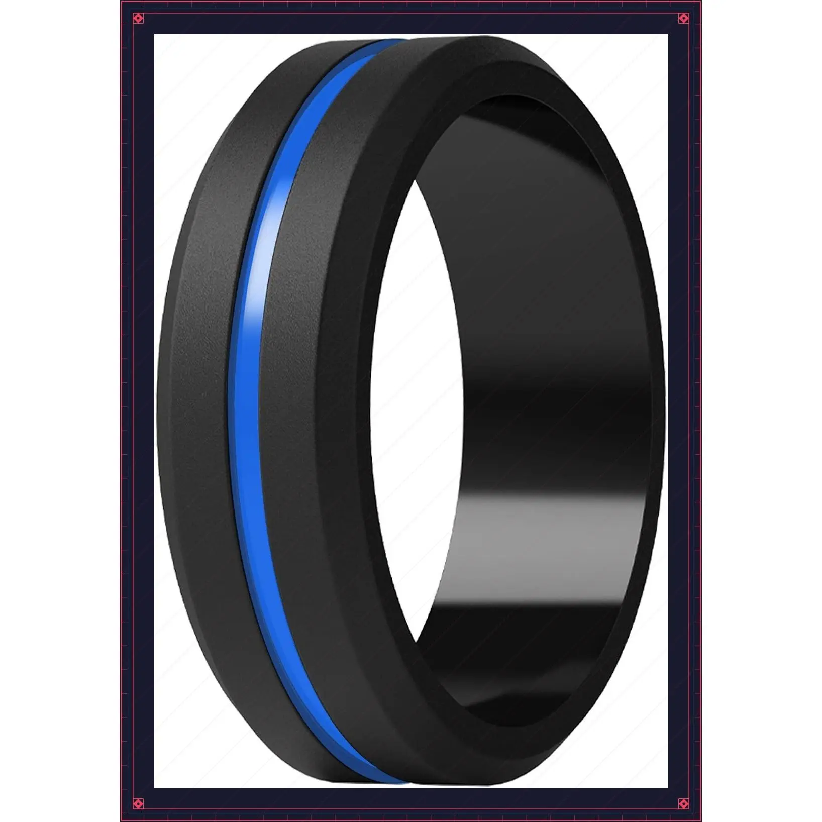 Silicone Wedding Rings for Men, Brushed Top Middle Engraved Line | 8.2mm Wide, 2.5mm Thick Rubber Engagement Bands, Available in 1, 4, 6 & 7 Packs, Comfortable Fit, Durable & Flexible SiliconeGift