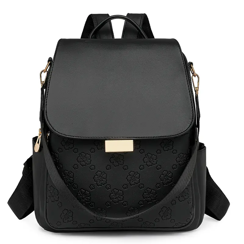 Women’s Embossed Leather Backpack, Vintage Casual Daypack, Stylish Multipurpose Shoulder Bag For Daily Commute, Travel, School, Fashion Ladies Lightweight Rucksack With Elegant Textured Surface
