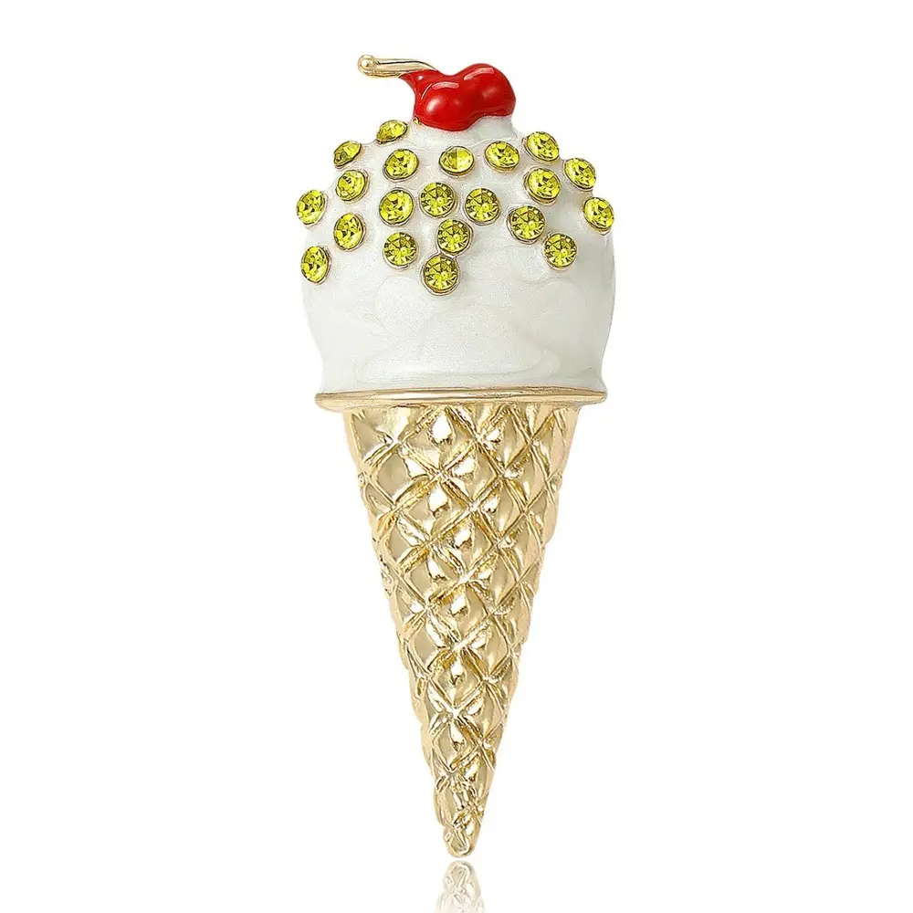 Fashion Exquisite Cherry Ice Cream Brooches for Women Men Unisex Enamel Tasty Dessert Casual Party Brooch Pins Gifts