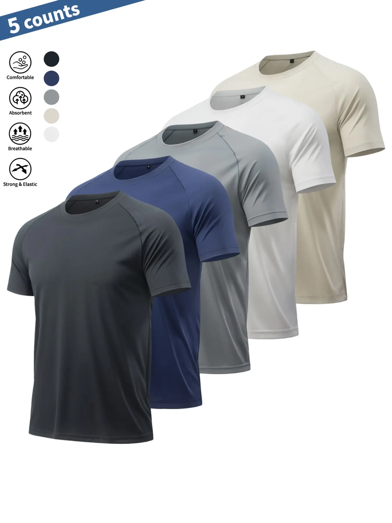 Men's Summer Sportswear Set, Fashionable Round Neck Short Sleeve, Reflective Back Design, Ideal for Cycling, Running, Gym Training