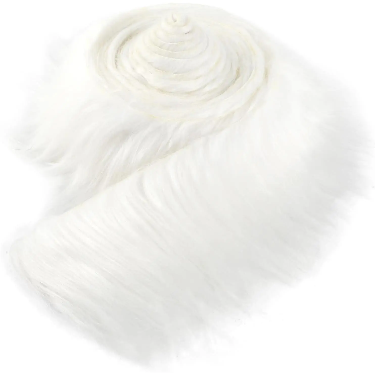 White Faux  Fabric, 2 x 60 inches Christmas Decorations White  Fuzzy Craft   Shaggy Plush Patch for Sewing DIY Winter Costume  Beard Miniature Dolls Rugs Mats  Box Halloween