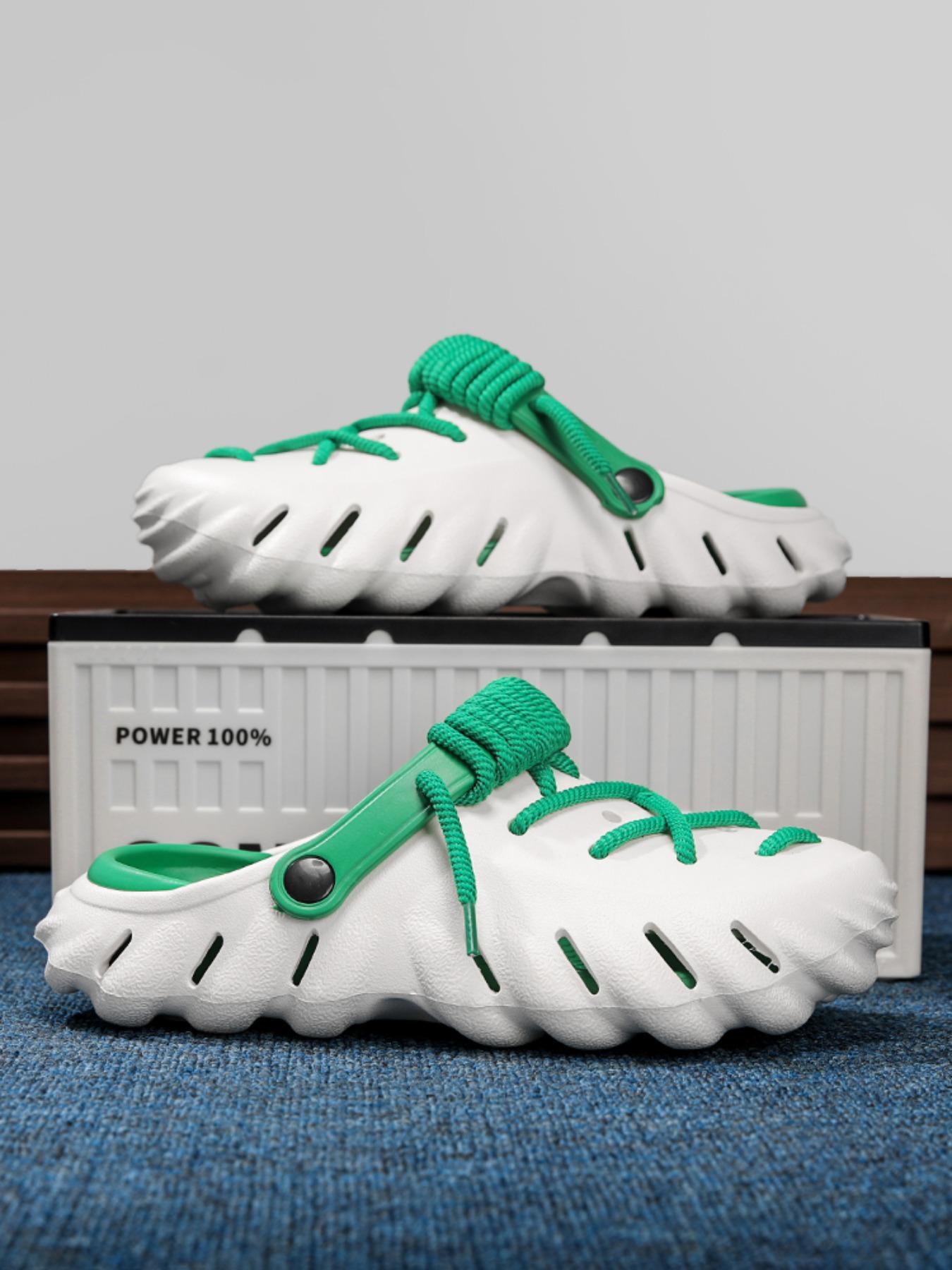 Unisex's Minimalist Plain Color Lace-tied Clogs, Casual Comfortable Breathable Clogs Flat Slippers, Fashionable Clogs for Indoor & Outdoor Wear, Unique Sandals