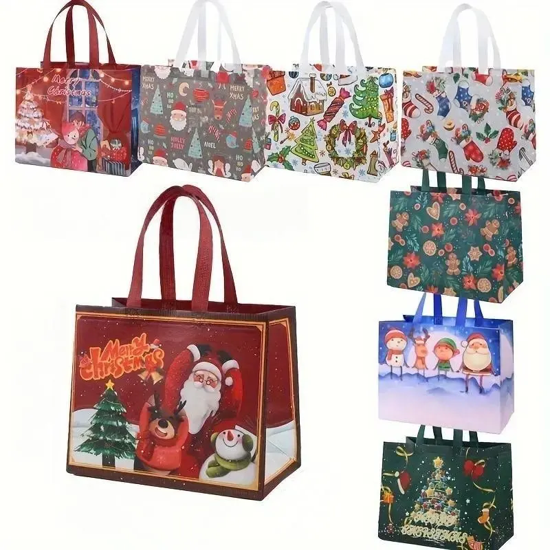 16/24 Pack Large Christmas Tote Bags, Durable Polypropylene Gift Bags with Handles, Reusable & Odorless, Perfect for Holidays & Events