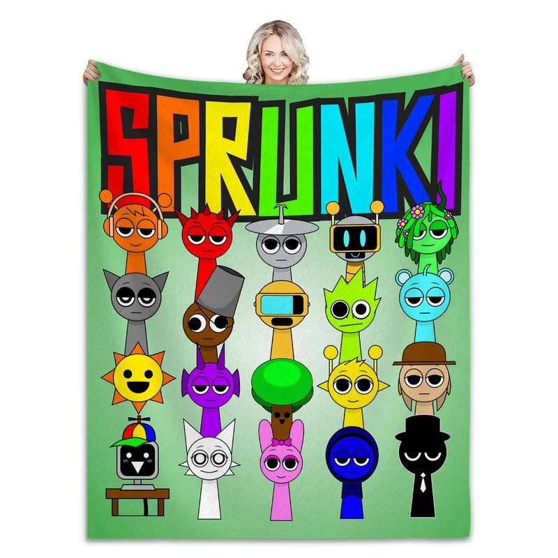 Sprunki Incredibox Game Soft Fuzzy Plush Throw Blanket For Couch Bed Multi-Sized Napping Bedspread All Seasons Comforter