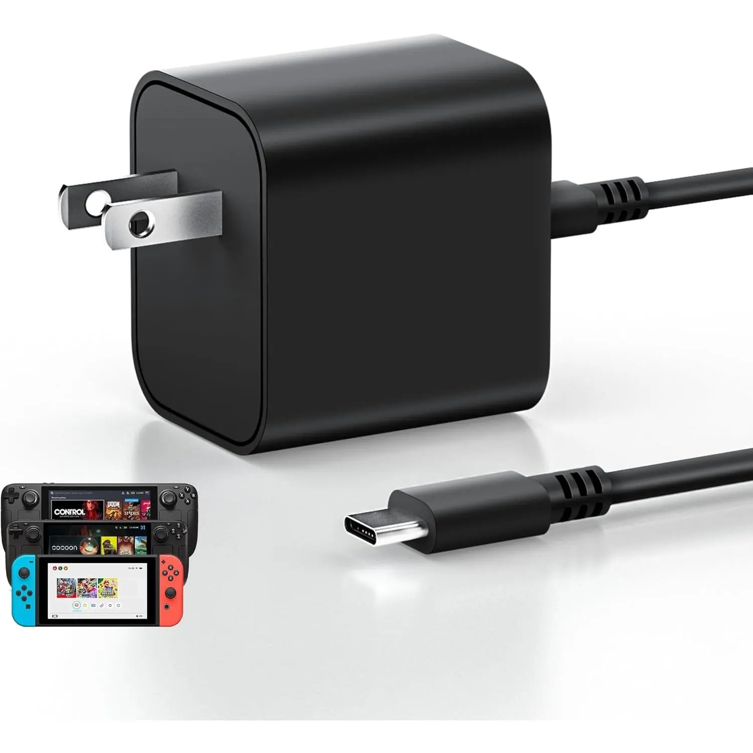 60W USB-C Charger for Steam Deck/Steam Deck OLED,  2/ OLED/ Lite, with 5.9FT(1.8M) , Supports 4K TV Mode, PD 3.0  Charger for Handheld Console,