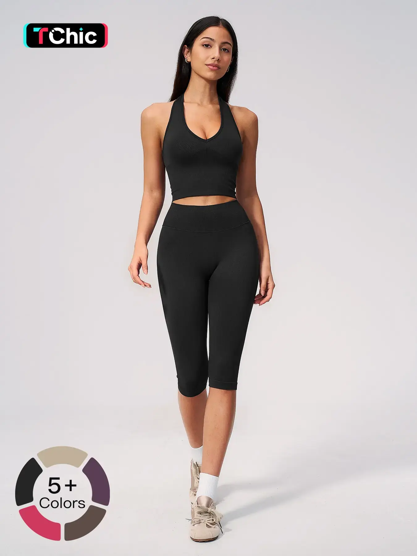 New Yoga Set Seamless Ribbed Tight Shockproof High Elasticity Butt Lifter Tummy Control Running Training Fitness Wear for Women