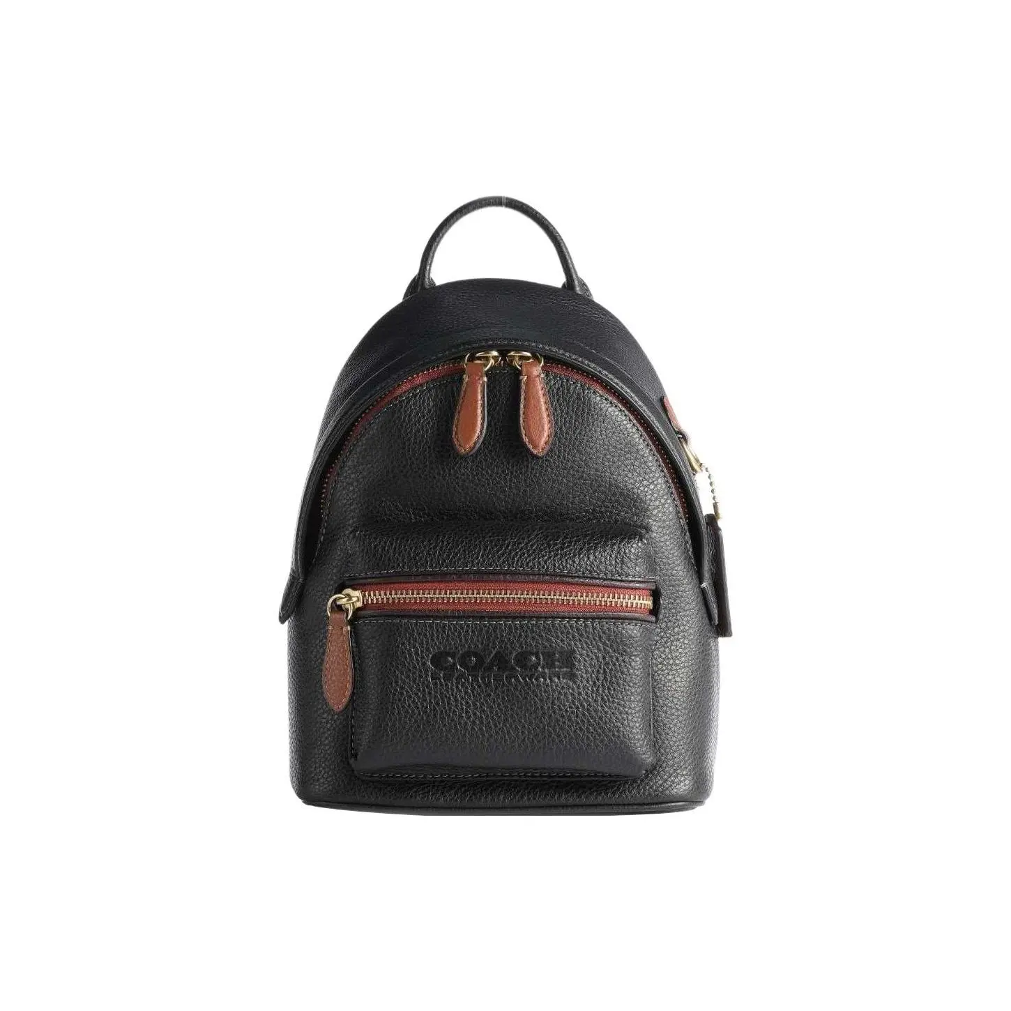 COACH Charter 18 Leather Backpack – Unisex Small Crossbody Bag with Brown and Black Color Block Design