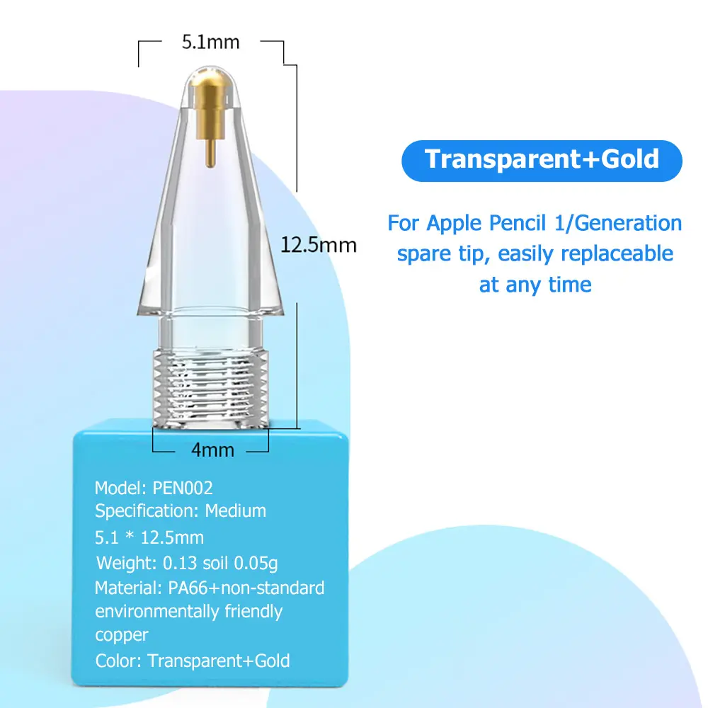 Needle-tip replacement nibs for Apple Pencil1/2 translucent stylus tip