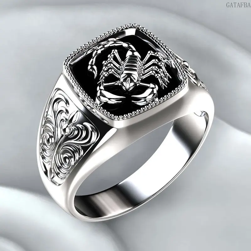 Unisex Patterned Electroplated Scorpion Animal Ring - Black Drip Glaze Fashion Gothic Finger Jewelry, Sports & Outdoor Accessory Complement for Daily Matching