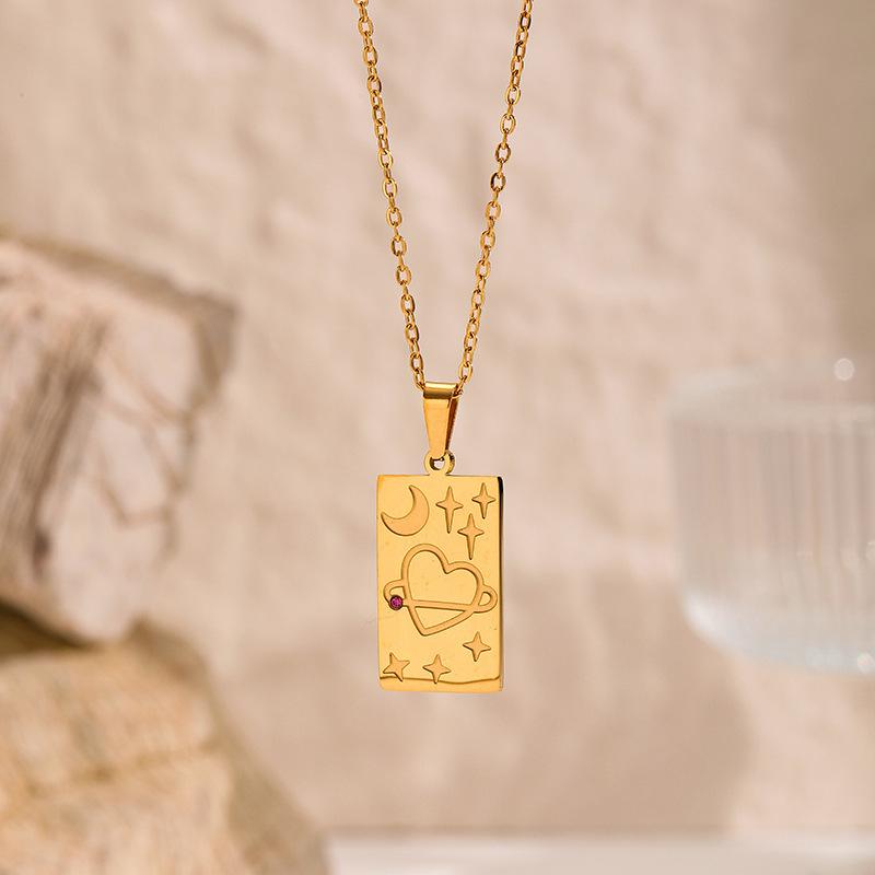 European and American embossed necklaces, niche luxury heart-shaped Cupid pendants, stainless steel sweater chains, vintage titanium steel accessories