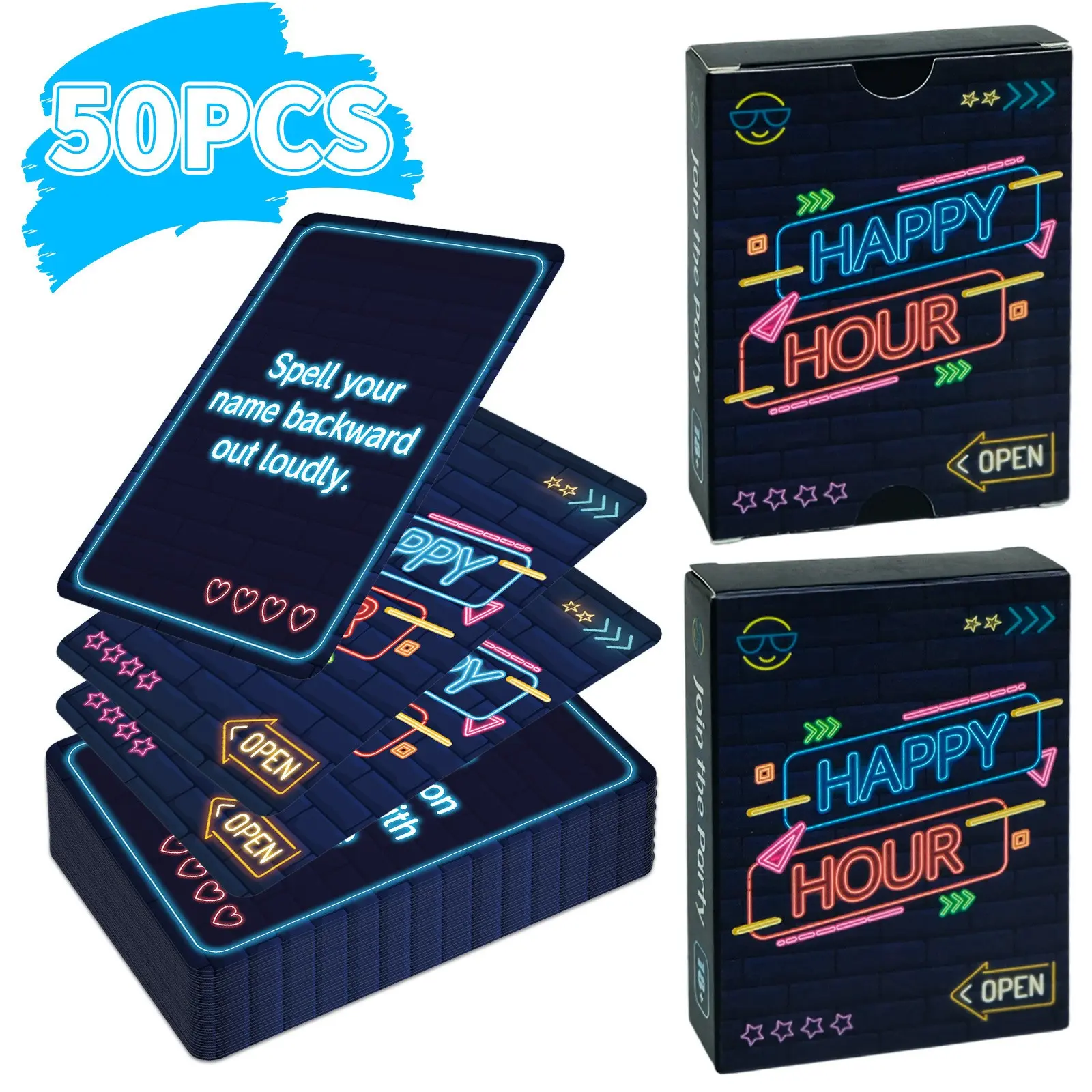 50 Happy Hour Party Cards, Fun Interactive Game Set, Perfect for Group Gatherings, Casual Entertainment, Engaging Card Games for Teens