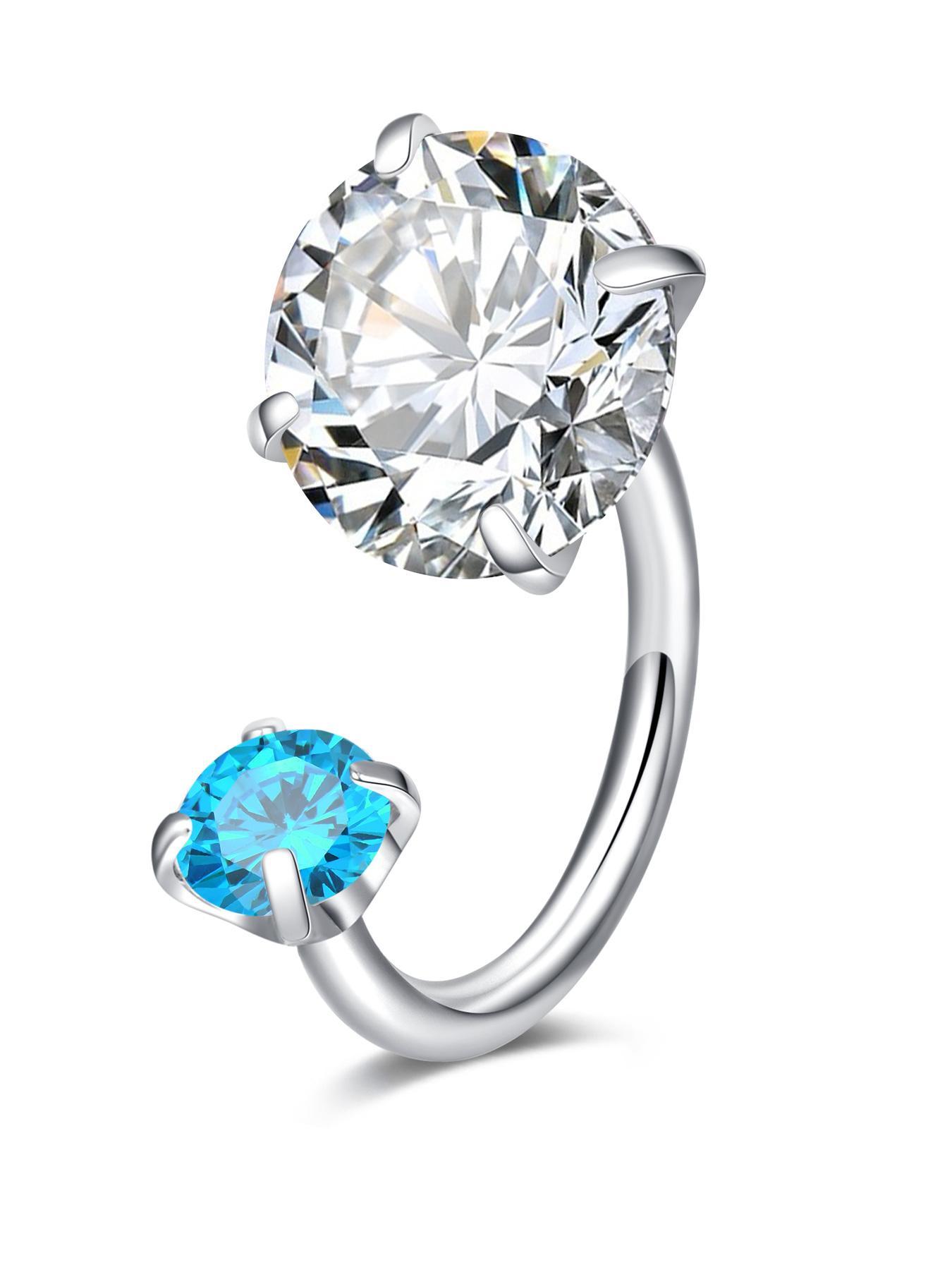 Stylish Horseshoe Earrings 18 Gauge Nose Ring, 6mm/3mm CZ Internal Thread Jewelry, Stainless Steel Hypoallergenic Cartilage Earrings Helix Piercing Septum Lip Ring Multipurpose