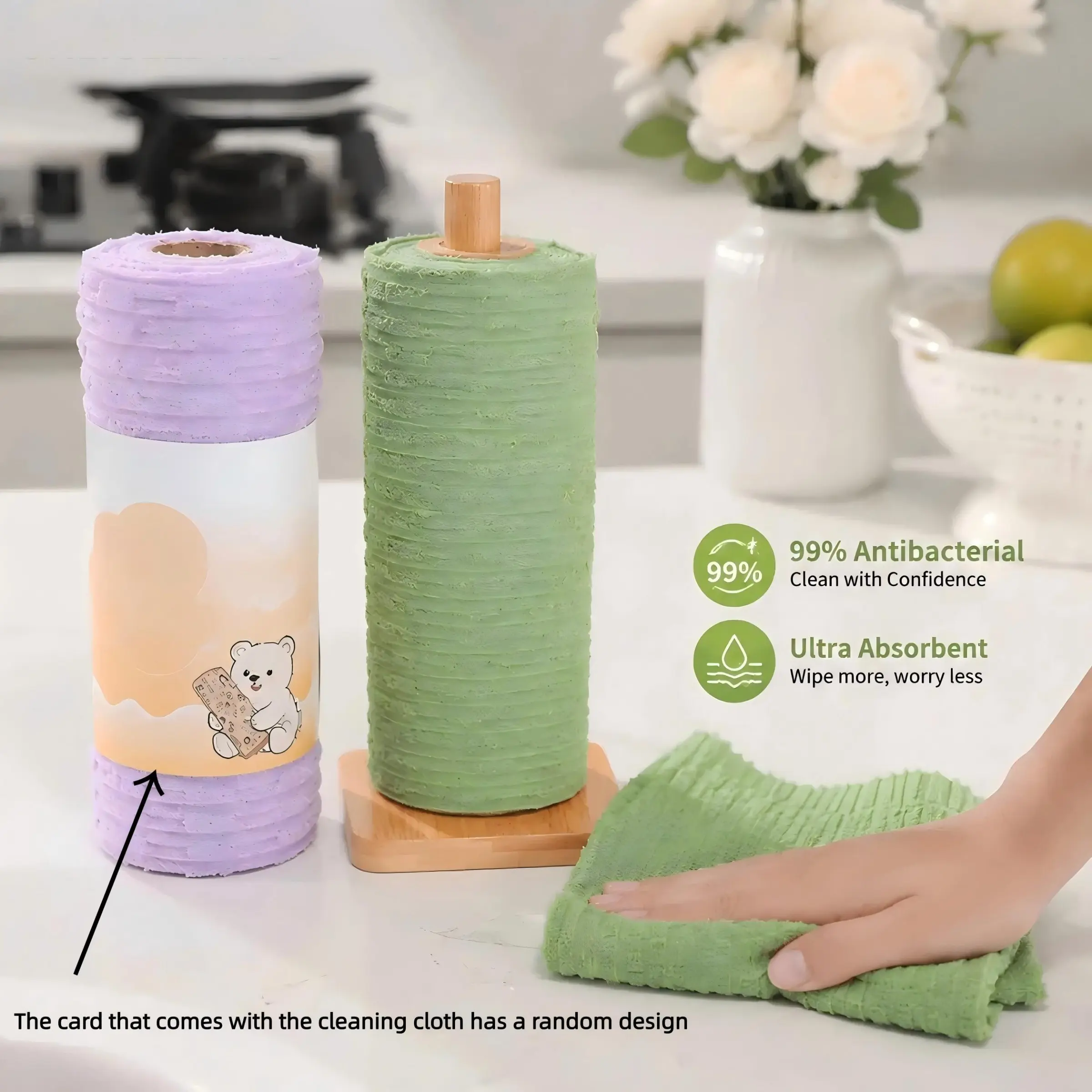2pcs Tear-Off Microfiber Cleaning Cloths, Thick Hand-Tear Kitchen Towels, Absorbent Lazy Cloth for Daily Cleanup, Dishes, Stoves, Glassware, Cabinets