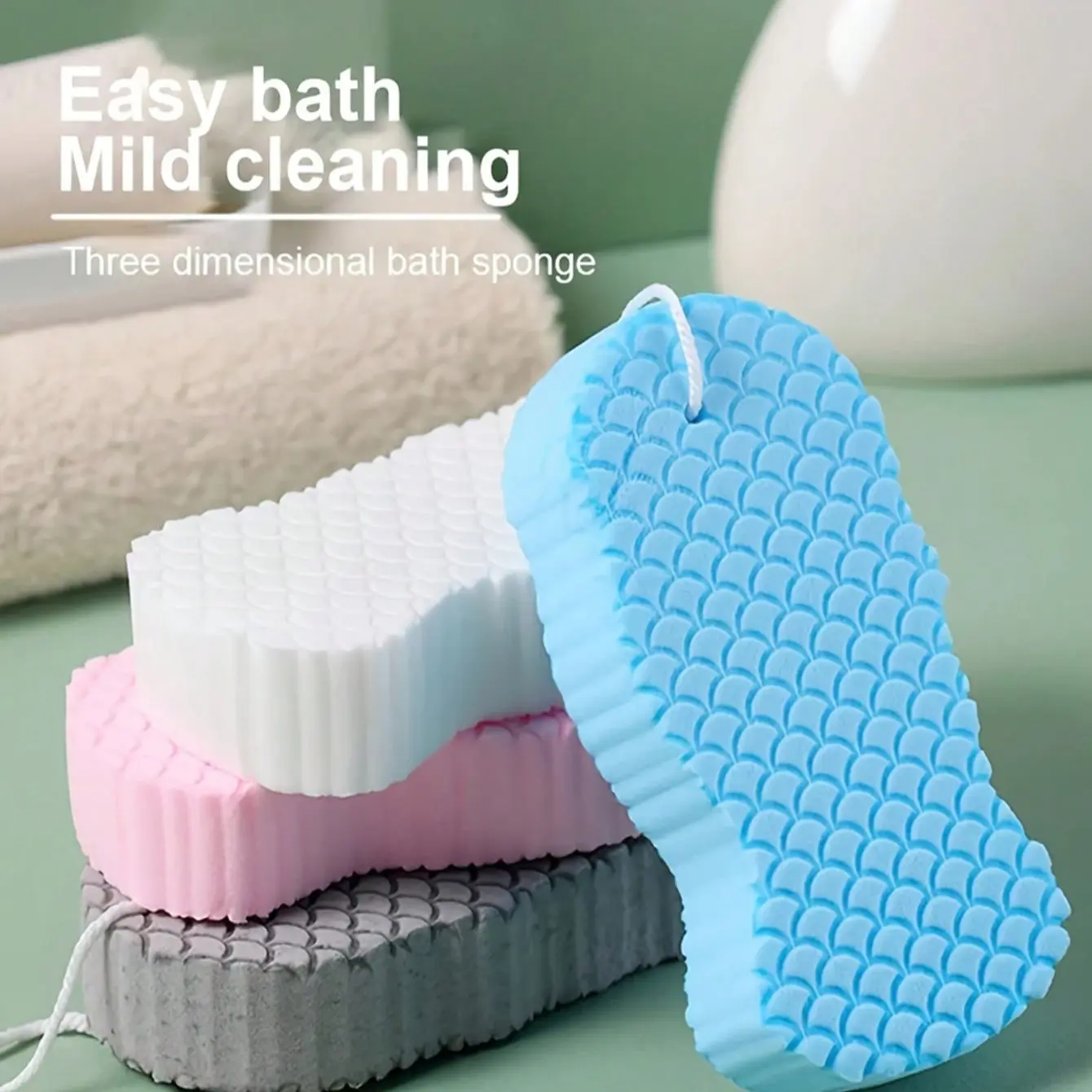 Bath Sponge, 3 Counts/set Soft Exfoliating Bath Sponge, Bathing Accessories for Home Bathroom, Bathroom Supplies, Personal