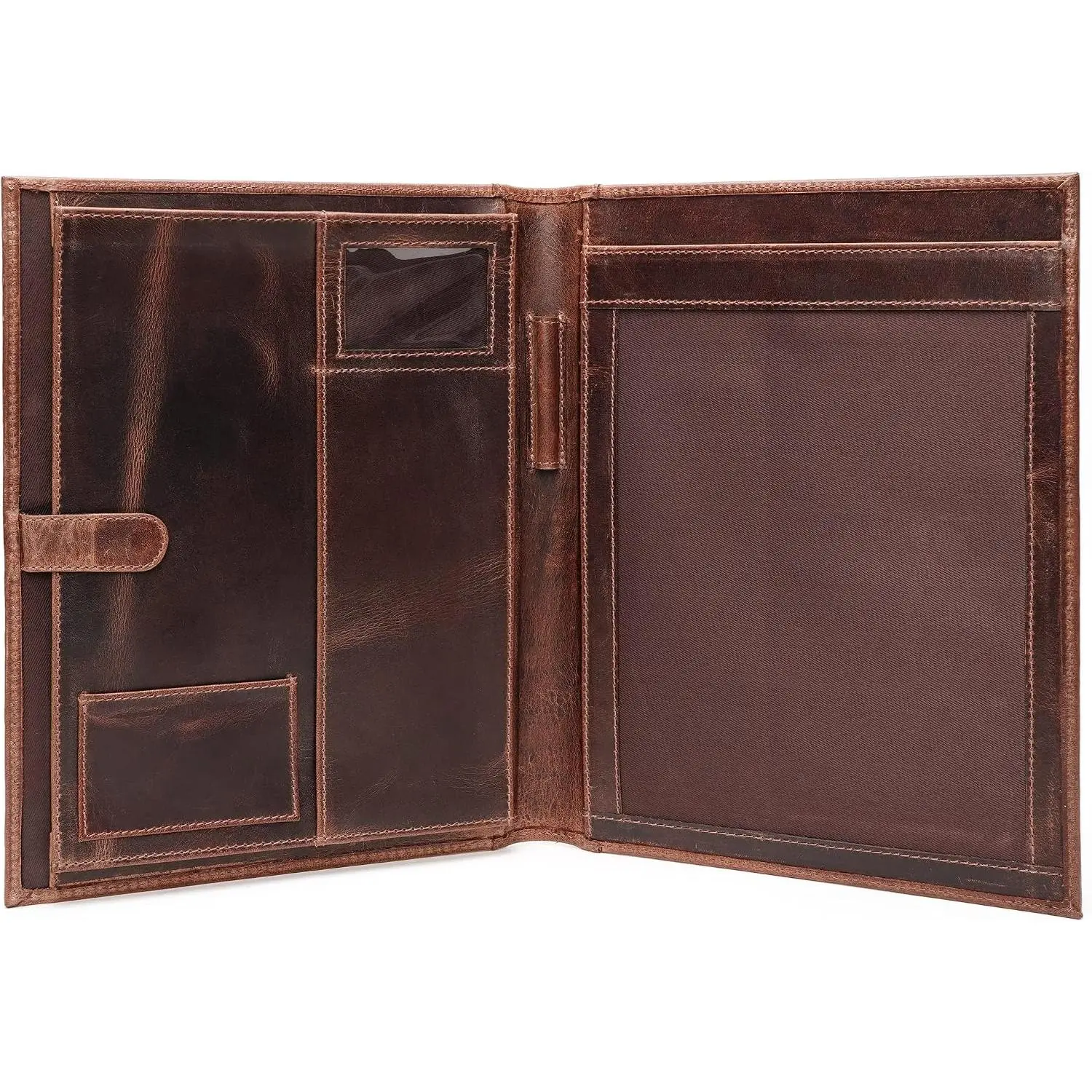 Leather Portfolio Binder, Professional Organizer Padfolio – Resume Folder, Business Card & Document Holder, Portfolios for Men & Women, Office & Business Supplies | (Medium - Brown)