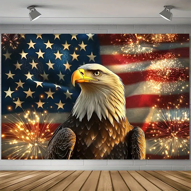 Lightweight Colorful Eagle American Flag Backdrop Banner - Patriotic Polyester Tapestry for Photo Booth, Room Decoration, Wedding Supplies; Home Wall Decor Gift (Home Supplies Category)