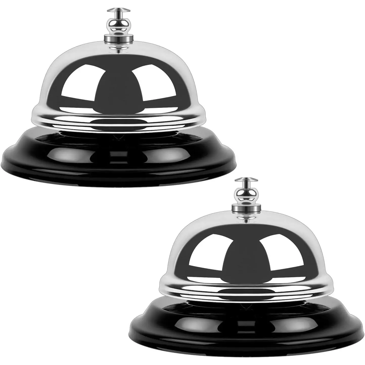 2 Packs Desk Bell, Loud & Clear Call Service Bell with Matte Anti-Rust Steel, Small 3.35" Footprint, Durable Design for Restaurants Schools Reception Hotel Use