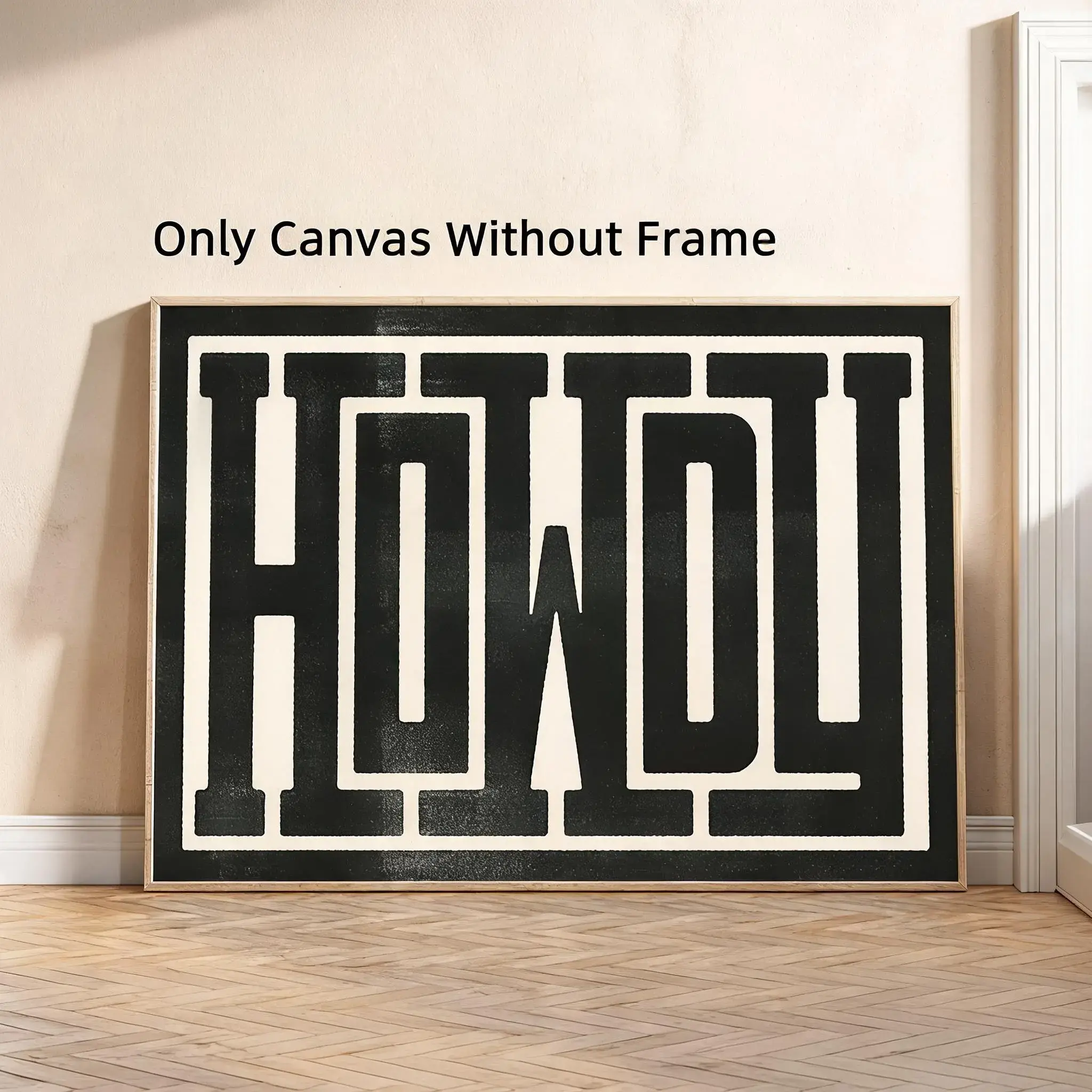 Howdy Typography Wall Art, 1 Count Modern Minimalist Design Wall Decor Canvas Painting, Wall Art for Home Living Room Bedroom Office Decor, Art Wall Decoration, Ornaments, Decoration Items, Living Room Decorations