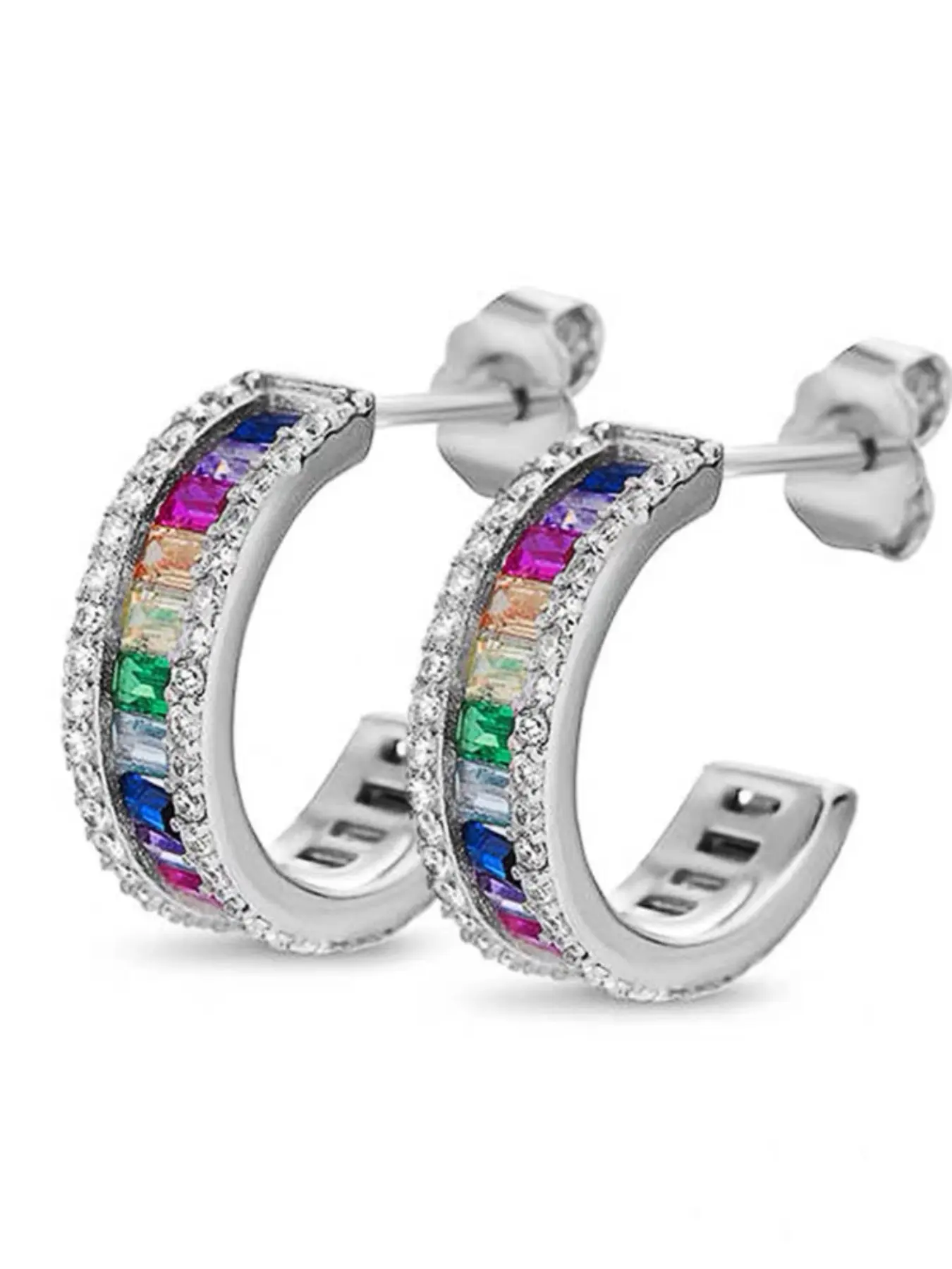 Colorful C-Shaped Street Earrings, Unisex Jewelry, Elegant Design, Durable Wear, Fade-Resistant, Perfect for Daily Use