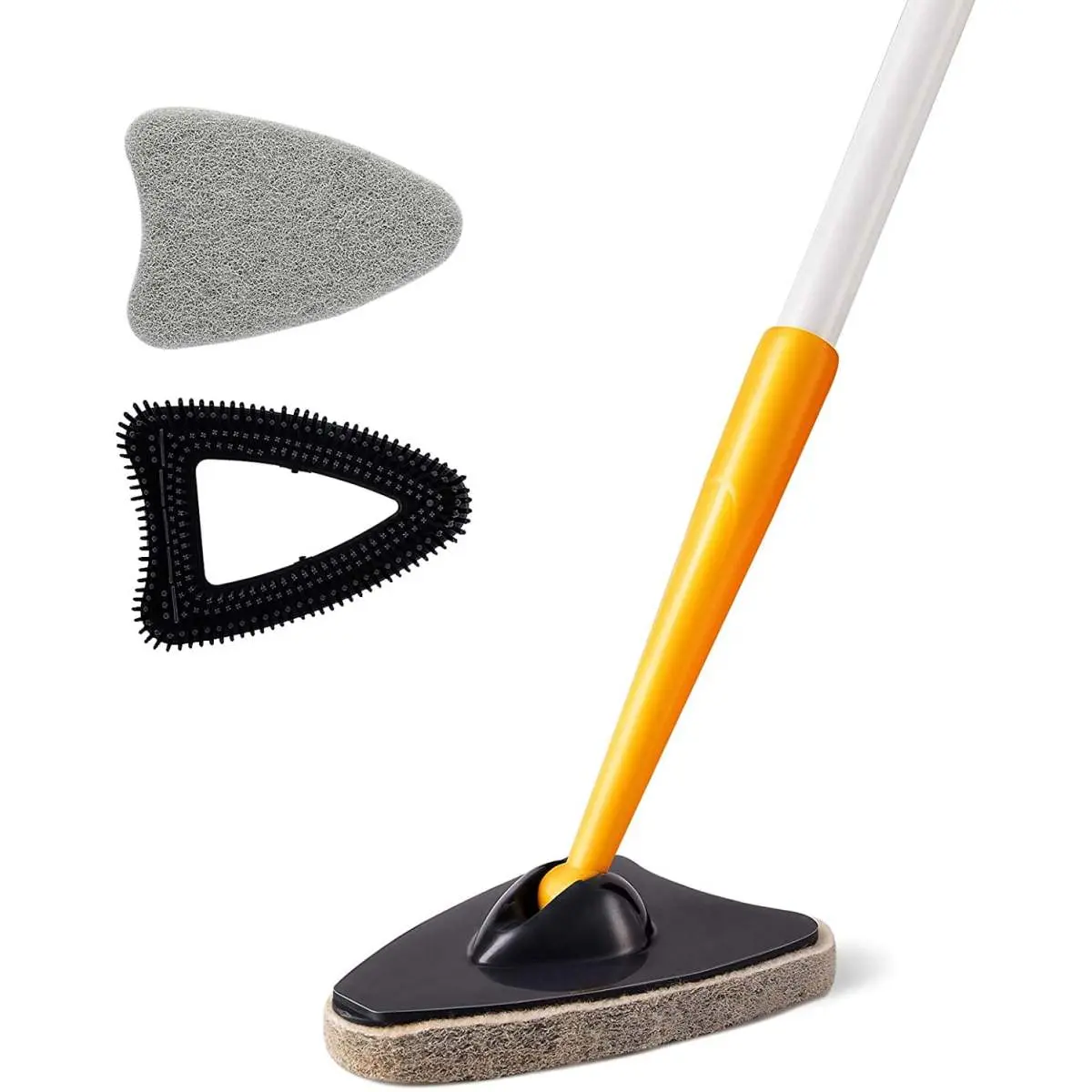 Tile Tub Scrubber Brush 2-in-1 Shower Scrubber with 50-inch Adjustable Long Handle Shower Cleaner Brush and 3 Detachable Replacement Brush Heads for Cleaning Bathroom Kitchen Walls Tub Tile