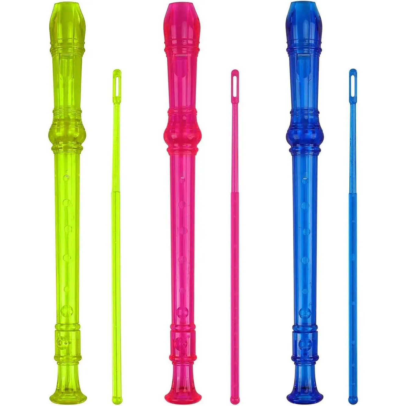 Soprano Recorder Descant Flauta Recorder 8 Hole ABS Clarinet  Style Treble flute C Key with Fingering Chart Instructions Transparent 3 Pack