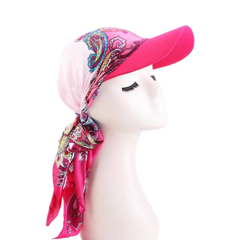 Satin Square Scarf Turban Hat, Outdoor Sun Protection Visor Cap for Women
