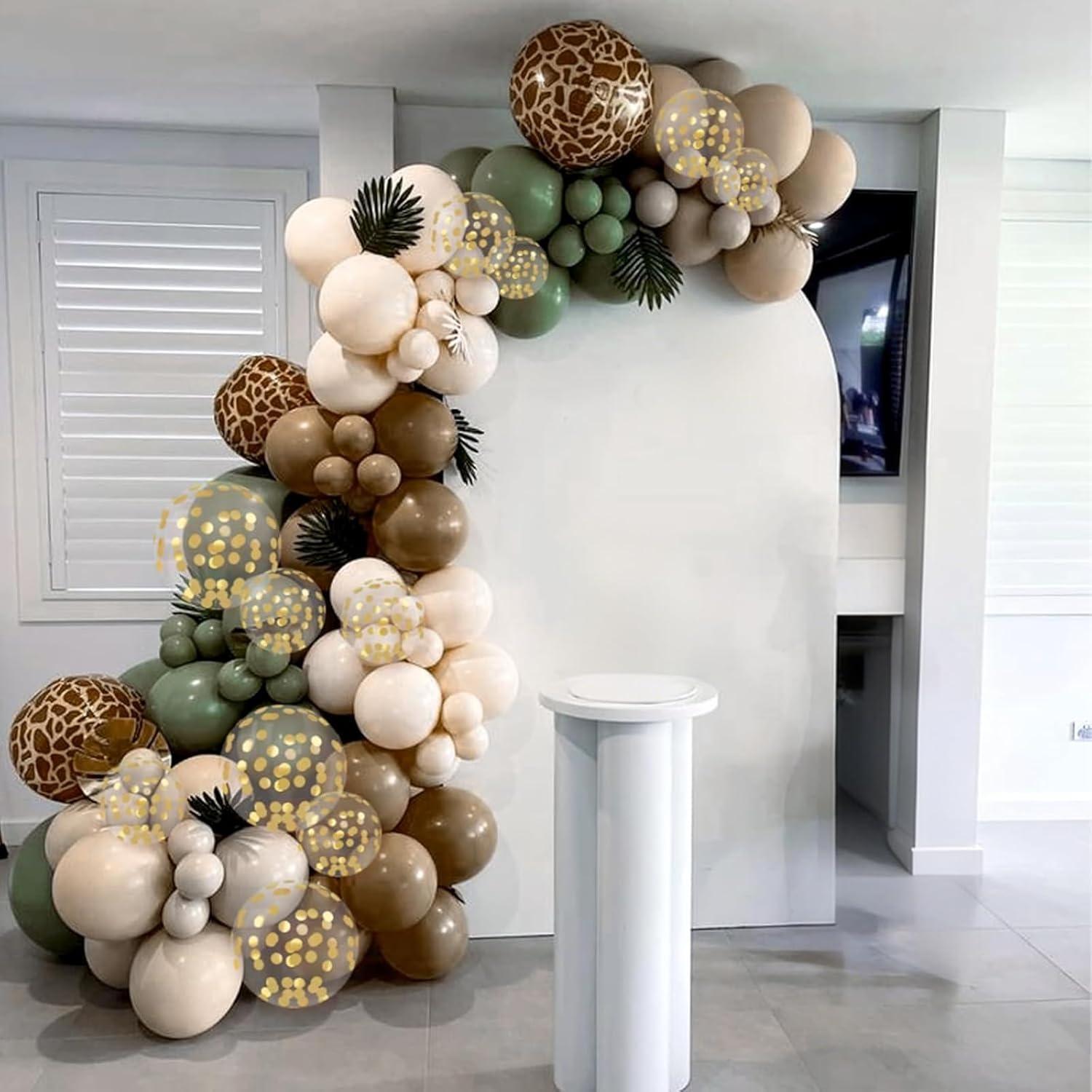 35pcs/set 12 inch Sage Green Deer Print Confetti Balloon Set Zoo Jungle Dinosaur Theme Birthday Wedding Graduation Decorations