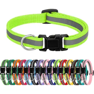 16 Pack Puppy Collars for Litter, Reflective Puppy Collars Adjustable Puppy ID Collars Soft Nylon Whelping Collars for Newborn Litter Puppy Pets-Reflective