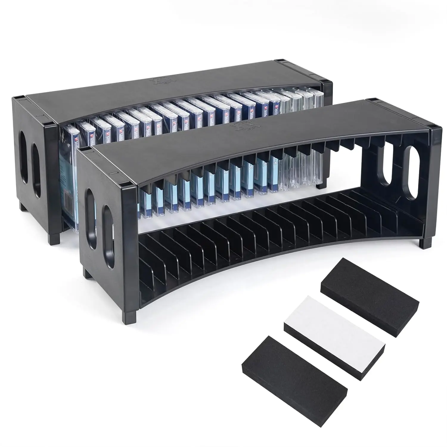 Upgrade 2 Pack Stackable ABS CD Storage Organizer Can Hold 40 Slim CD Jewel Cases, CD Organizer Holder Rack for Home, Office, Movie Music Room (CD Rack)