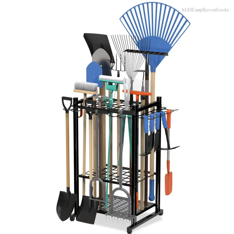 Garden Tool Organizer, Yard Tool Rack for Garage Organization and Storage, Heavy Duty Steel Tool Holder, Garden Tool Stand for Shed, Basement, OutdoorAA43CampHavenGoods