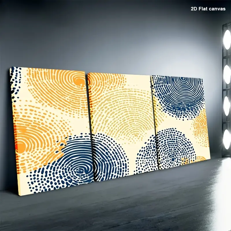Three-piece spiral dot art painting set - spiral dot theme, framed canvas with edges, ready-to-hang modern abstract dot art, suitable for office and bathroom decoration - neutral spiral pattern, perfect for holiday centerpiece decoration, available as a t