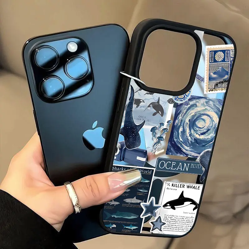 Marine Shark Label Clear Magnetic Phone Case for iPhone 17 E Air Pro ProMax iPhone16 15 14 Plus 13 12 Mini 11 X XS XR Shockproof Soft Cover