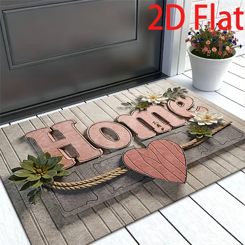 1 Pink Welcome Home Door Mat - High Quality Floor Mat with Non-Slip Bottom Perfect for Foyer, Bathroom and Entrance. Easy to clean and durable, add a decorative touch to your home