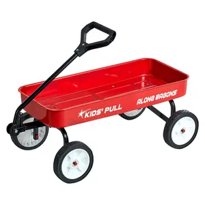 Pull-Along Wagon For Kids, 39-Inch Toddler Wagons, Supports Up To 176 Lbs, All-Terrain Wagons With Handle, Utility Wagon Cart Birthday Present For Kids Gardening Beach Camping, Red